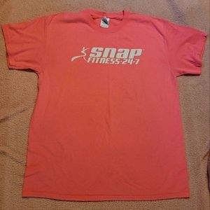 Bright Pink Cotton Blend Snap Fitness 24-7 T-shirt